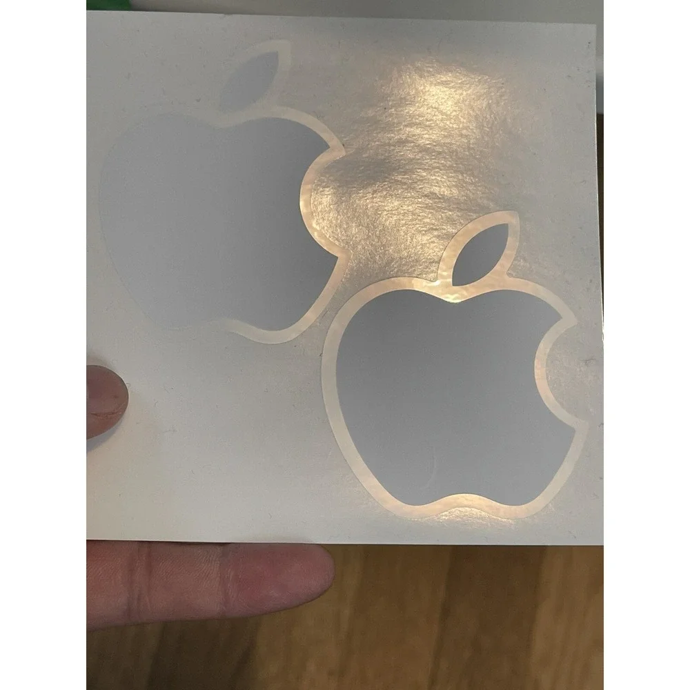 Apple‎ Two White Logo Stickers Brand New Never Used (27)